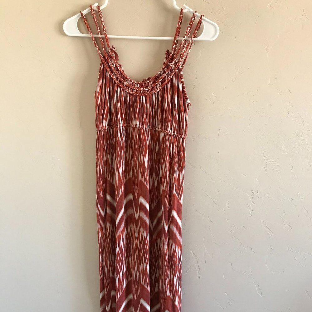 ana red and white patterned summer dress